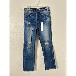 Vigoss Womens Distressed Slim Straight Jeans Size 27 With Button Fly NWT